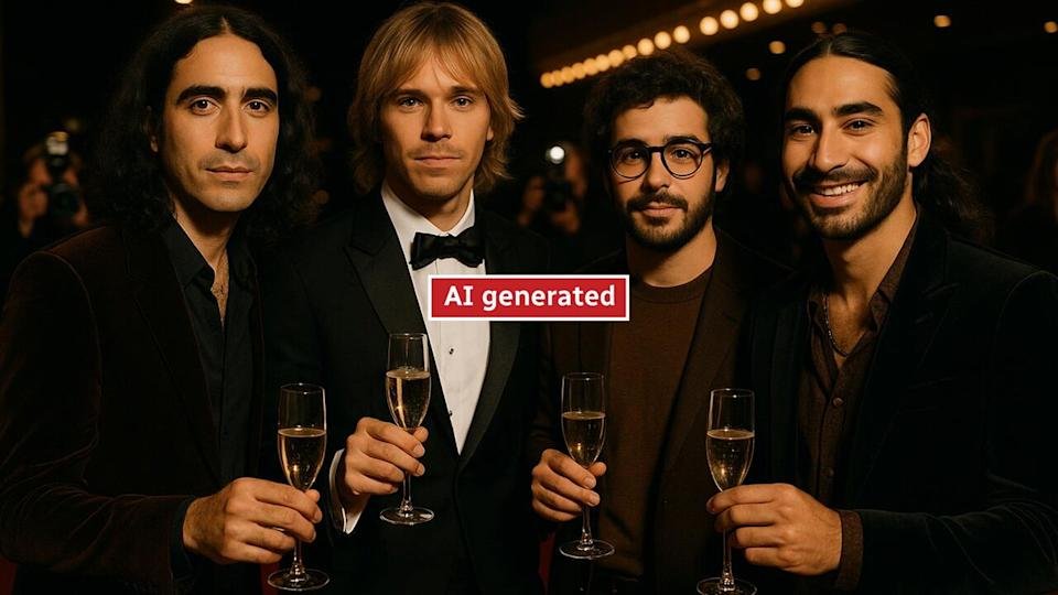 Frelon used AI to generate this image of The Velvet Sundown at a gala.