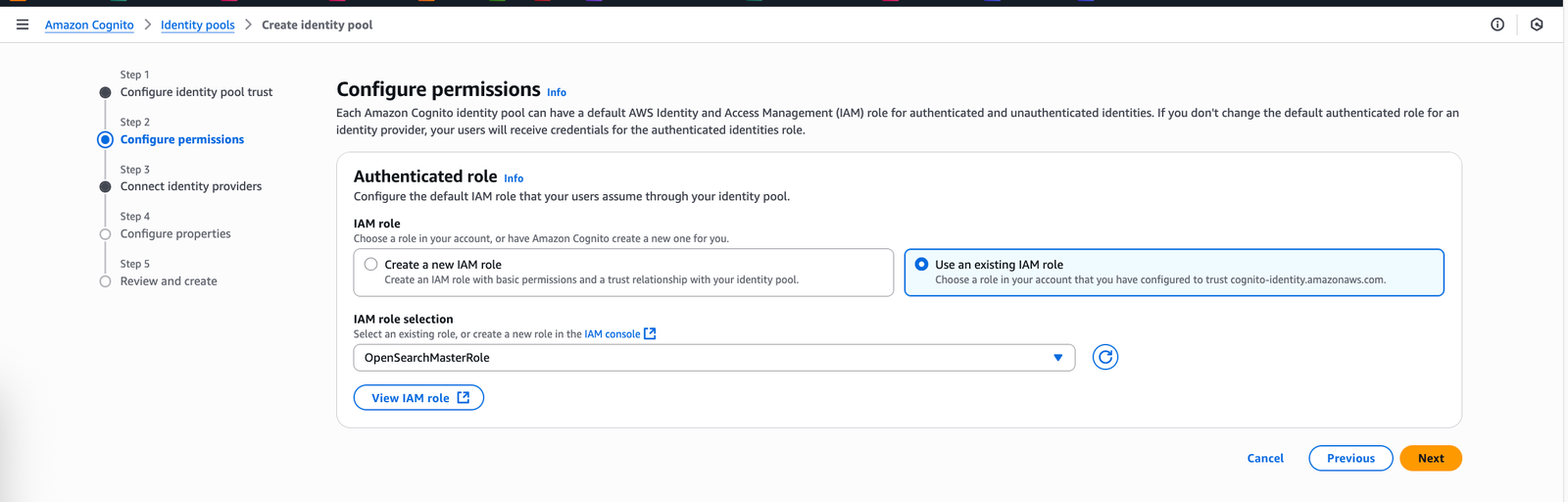Amazon Cognito Identity Pool Configuration