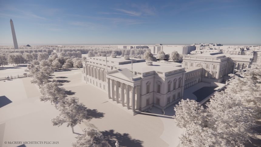 A rendering of the White House State Ballroom.