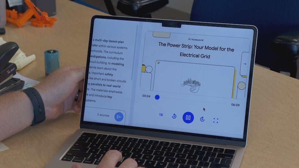 Ben Powers uses NotebookLM to create a short video summary of his lessons for students.
