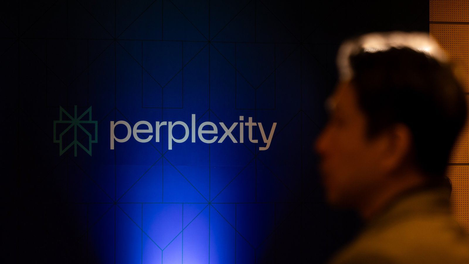 The Perplexity AI logo during a news conference at the SK Telecom Co. headquarters in Seoul, South Korea, on Wednesday, Sept.4, 2024.
