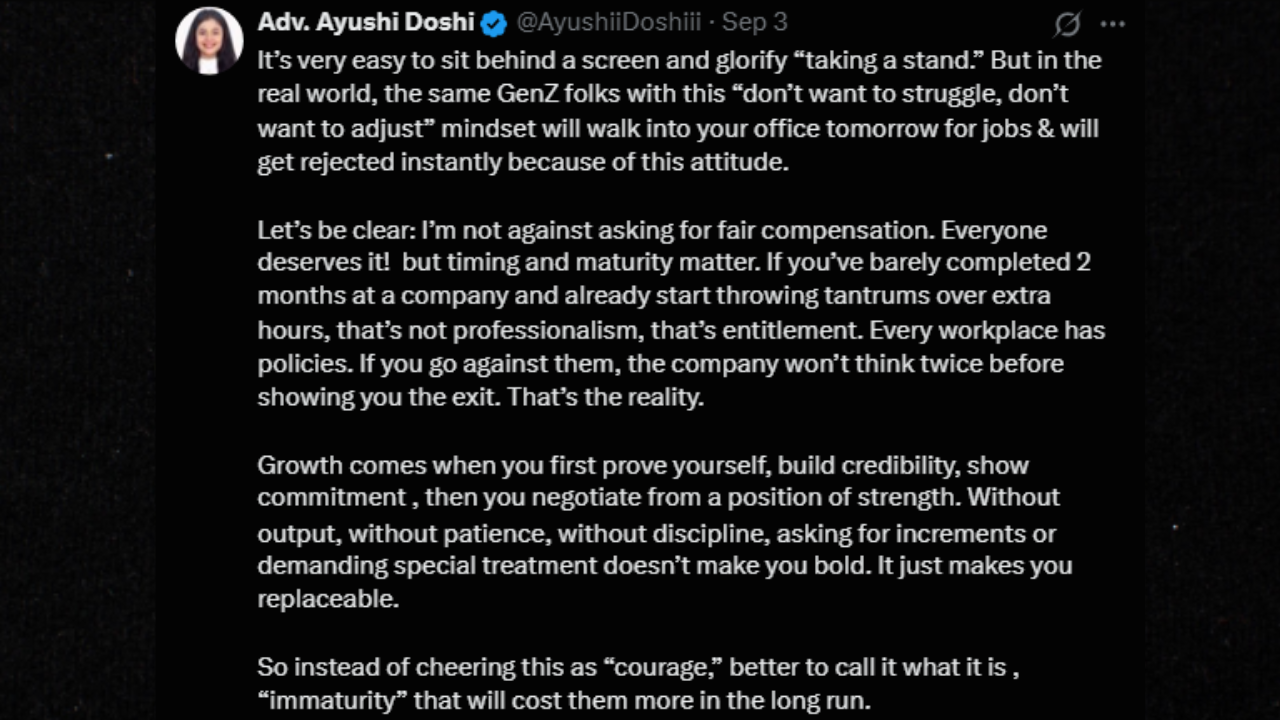 Womans post on Gen Z goes viral Image Source AyushiiDoshiii X Womans post on Gen Z goes viral Image Source AyushiiDoshiii X